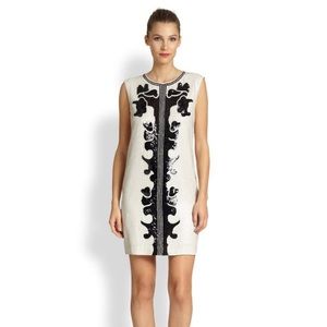 BCBG cream & black sequin dress shift dress